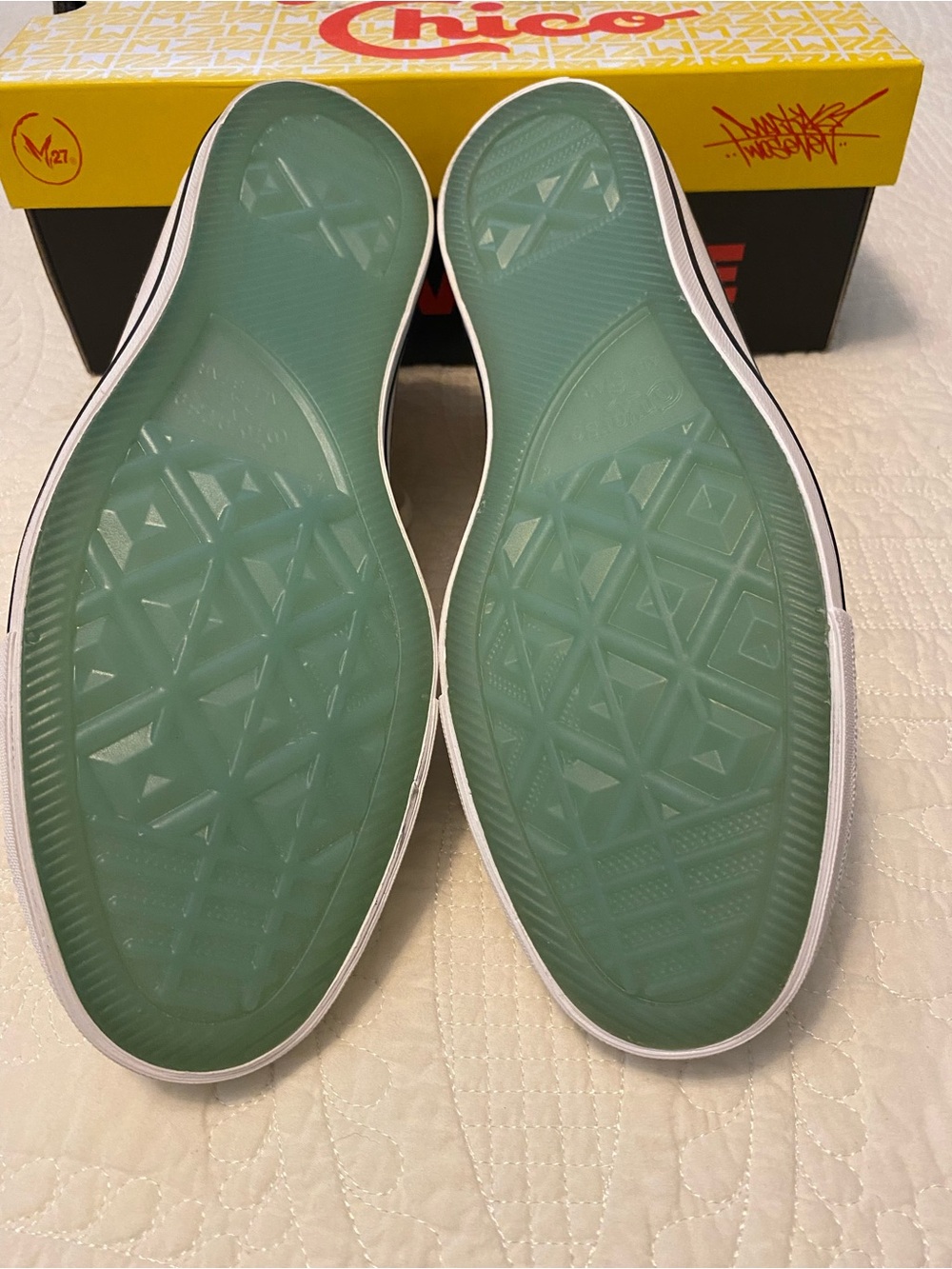 Converse Topo Chico New High-Top Sneakers in Natural with Yellow & Red Accents - Picture 7 of 12